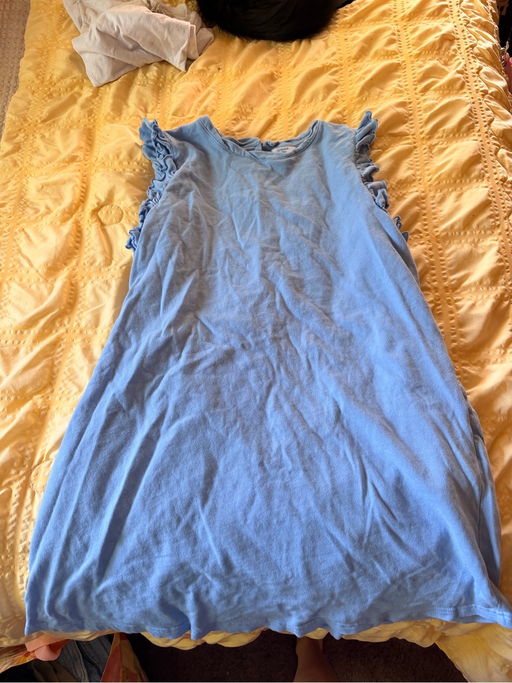 crown & ivy Light Blue Knit Tank Dress with Ruffle Trim